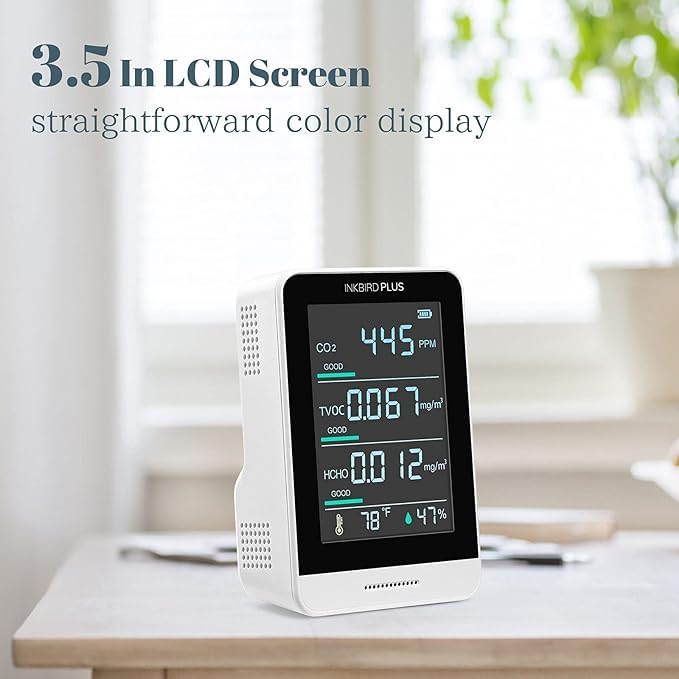 Bequest Air Quality Monitor, Indoor CO2 Meter, Accurate Tester for CO2, HCHO, TVOC, Temperature and Relative Humidity - Image 2 thumbnail
