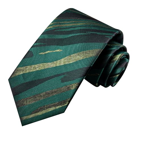 Image of Hi-Tie Men Ties Sets Silk Stripe Paisley Necktie Pocket Square Cufflinks for Business Wedding