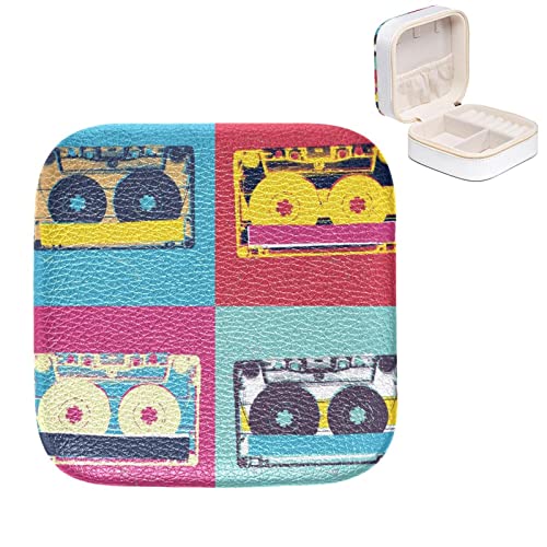 Boîte à bijoux en cuir synthétique avec cassette audio