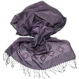 OWWO Handmade Silk Shawl Women's Scarf For Evening Dress Fashion Designer Wrap (Purple)