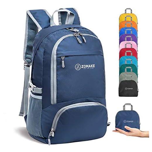 ZOMAKE 30L Ligera Mochila Plegable de Senderismo Excursión Deportes, Mochilas Pequeña Impermeable para Mujer Hombre Viaje(Azul Marino)