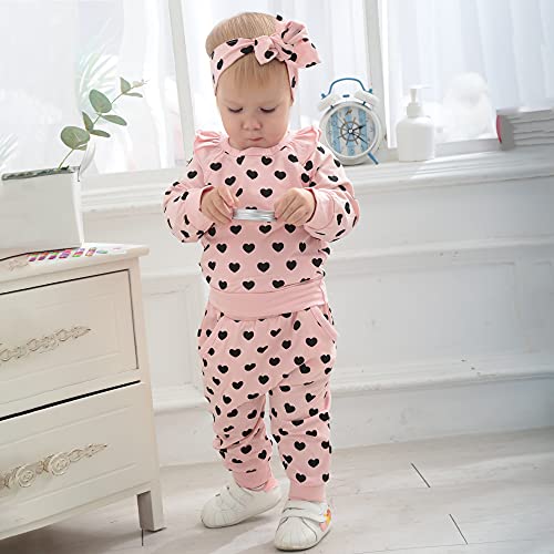 Renotemy Infant Newborn Girl Clothes Baby Girl Stuff Newborn Girl Outfits Sweatshirts Heart Pants Baby Girl Clothes 0-3 Months #TOP1
