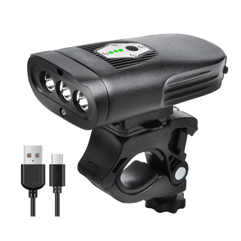 Faro Anteriore per Bicicletta con Ricarica USB, Faro ad Alta luminosità, Faro Anteriore Impermeabile 3T6, luci per Ciclismo