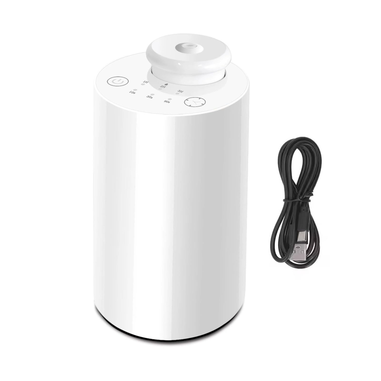 Wasserloser Diffuser, Tragbarer Aroma Diffuser kabellos, USB Wiederaufladbarer Aroma Diffusor 3 Countdown-Timer 3 Nebel Ebene, für Auto Zuhause Büro (Weiß)