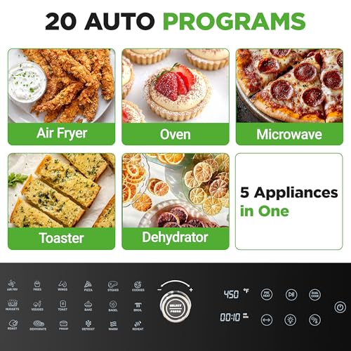 NutriChef 32 Quart Air Fryer & Oven | Digital Airfryer with 20 Presets, Dual Cook, Rotisserie, Bake & More | Multi-Function Convection Countertop Oven | Large Capacity | 18" x 17" x 14 | Black - Image 2