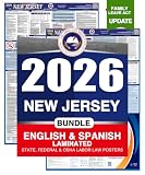 2026 New Jersey NJ All-in-One Workplace Compliance & Labor Law Poster (Federal State & OSHA) English and Spanish Bundle Laminated