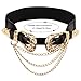 Dubulle Womens Belt Decoration Chain Black Leather Elastic Hidden Buckle Business Date Gift