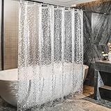 LUKDUNG 180x200 Badevorhang Halbtransparent Dick 0.2mm, 3D Steinmuster Duschvorhang Anti-schimmel für Badezimmer Badewanne Dusche aus Kunststoff Wasserdicht mit 3 Magnete & 12 Duschvorhangringe