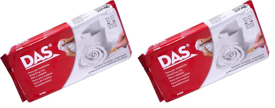 DAS White 1 kg Air Hardening Modelling Clay, Non Bake, Ready to Use, Suitable for All Ages, Ideal for Professionals & Hobbyists (Pack of 2)