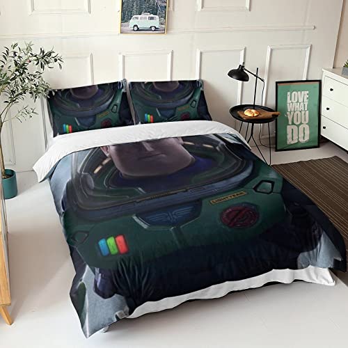 Buzz Lightyear Juego De Ropa De Cama Juego De Funda Nórdica para Impresión 3D Juego De 3 Piezas Funda De Edredón Suave Y Transpirable King(220x240cm)