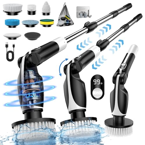 ETENTOUS Brosse Nettoyage Electrique, 500RPM avec 7 têtes de Brosse Remplaçables, Affichage LCD,...