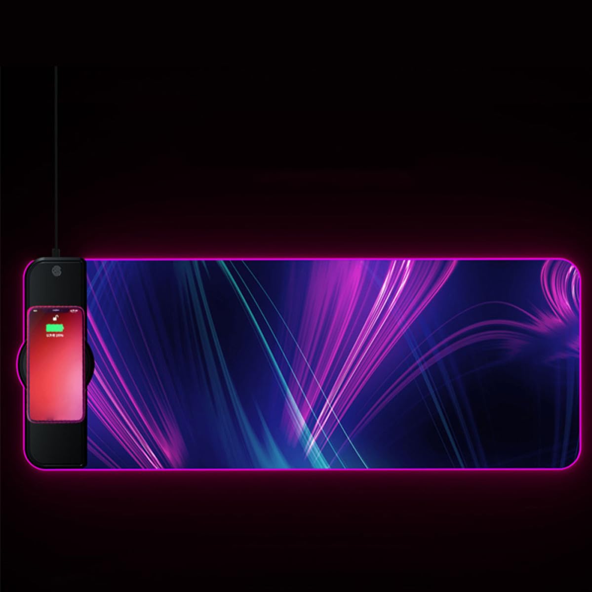 HEMOTON Tappetino per Mouse Wireless Rgb Ricarica 10w, Base Gommata