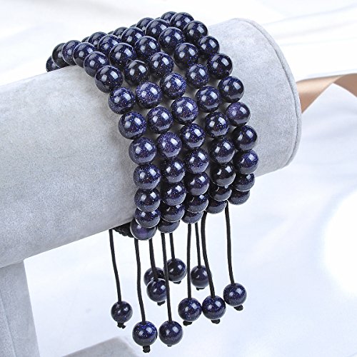 Image of MASSIVE BEADS Natural Healing Power Gemstone Crystal Beads Unisex Adjustable Macrame Bracelets, 6mm, Stone, sandstone