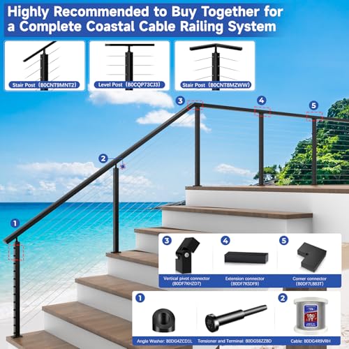 Image of 100FT 1 /8 inch T316 Stainless Steel Cable Marine Grade, Wire Rope Cable for Deck Cable Railing System Post Kit, 1850 lb Breaking Strength, 7x7 Strands Aircraft Cable for DIY Deck Railing, Silver