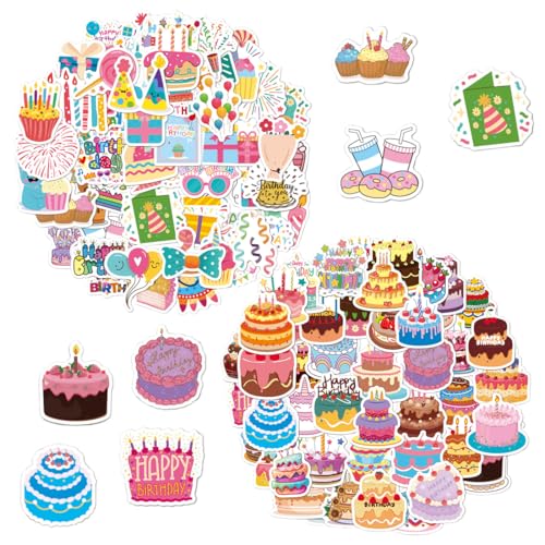 100 pegatinas kawaii para tartas, cumpleaños y álbumes de recortes.
