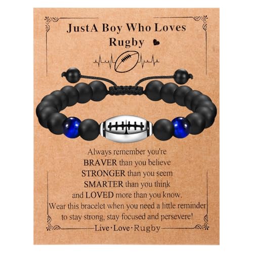 Garnirise Cadeaux de Rugby pour Garçons Bracelet, Bracelet Homme pour Hommes Adolescents Garçons, Fils Petit-fils, Neveu, Frère, Parfaits Cadeaux...