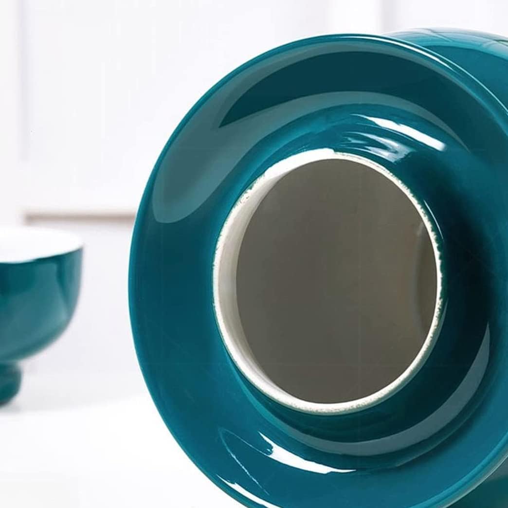 Blue Traditional Chinese Porcelain Pickle Jar, Ceramic Fermentation Crock Pickling Pot,Fermenting Jar with Water Seal Airlock Lid Stoneware Fermenter for Kimchi Saue S Jar