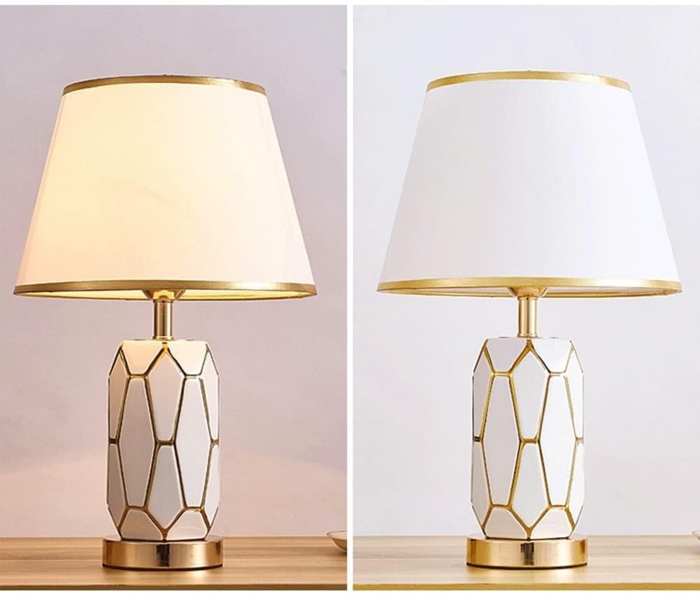 Lampy stołowe Nowoczesna ceramiczna lampa stołowa Nordic Light Luksusowa lampa biurkowa w kratkę Klosz z tkaniny w kształcie bębna Stolik nocny Lampki nocne do salonu Gabinet Biuro Dom wiejski