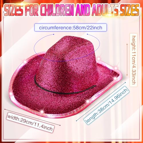 Image of Kigeli 10 Pcs Lights LED Cowboy Hat for Adult LED Flashing Hat for Western Cowboy Women Men Role Play