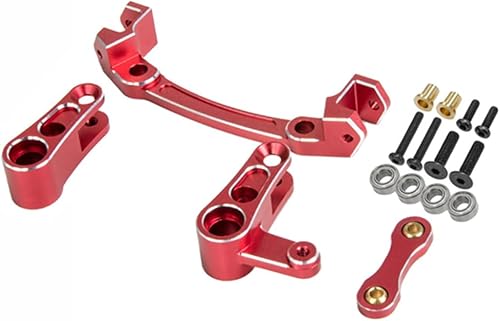 Miniatura 3 de Asamblea de dirección de aluminio Bellcrank para Arrma 18 Mojave 4S 4X4 BLX RC Actualizaciones de Coche Partes, Reemplazar # ARA340200 (Rojo)