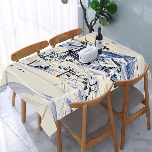 Mount Horsney Ski Lift Tablecloth for Kitchen, Rectangle Table Cover for Wedding, Personalized Protective Covers for Tables, Reusable Table Cloths for Restaurant, Camping, Picnic 60"x102" image 5