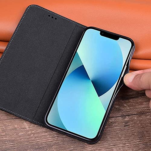 Étui pour iPhone 13 cuir véritable antichoc housse folio aimantée - 5