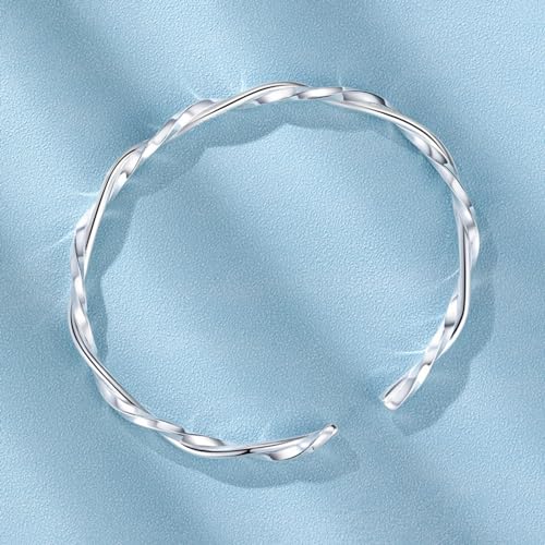 925 Sterling Silver Bracelets Open Adjustable Bangle Bracelet Teardrop Water Drop Cuff Bangles for Women4