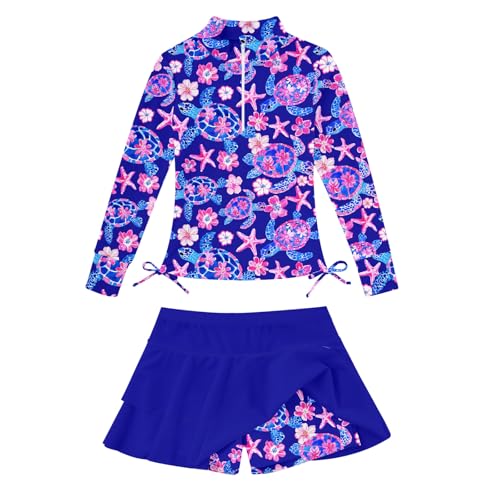 Image of Girls Swimsuits Size 6 8 Long Sleeve Bathing Suits Flower Swim Suits 6-8