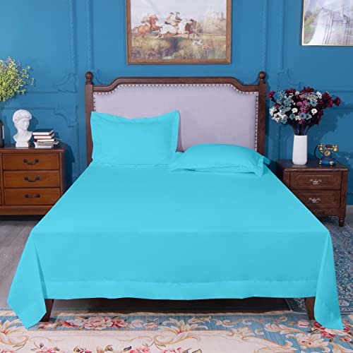 Image of NTBAY Queen Microfiber Flat Sheet, 90 x 102, Blue