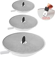 Snowyee 3PCS Grease Splatter Guards - Stainless Steel Fine Mesh Screens with Detachable Silicone Handles, 10/11.5/13 Inch for Frying Pans & BBQs