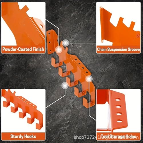 Soporte para cadena de motosierra, exhibición resistente con 5 ganchos, cadena de motosierra, almacenamiento de pared, para afilar archivos, jardinería, cobertizo, sótano, estudio, taller, colgador de - imagen 4