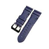 SUNJIA Watch Band Compatible with Panerai Submersible PAM 441 359 Soft Silicone Rubber 24mm 26mm Men Watch Strap Watch Accessories Watch Bracelet(Blue-Black Buckle_26mm)