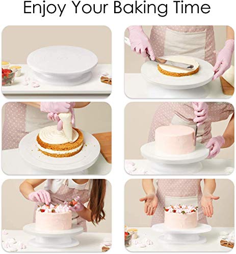 Image of Cake Making Set Combo - 360-Degree Rotating Turntable Table, 12 Piece Cake Decorating Nozzle, 4 Pcs Scraper Set, 3 Pcs Multi-Function Stainless Steel Cake Icing Spatula Set (Combo 8)