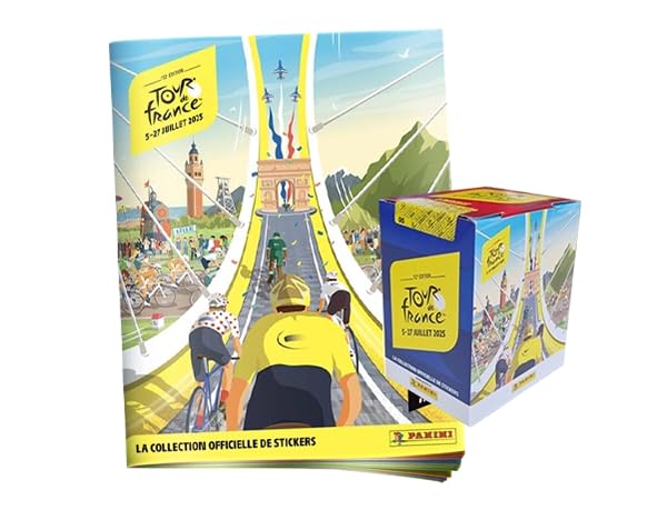 Panini Tour De France 2025 – Album + 36 Sachets D'autocollants (5 Stickers Par Sachet) – Collection Officielle