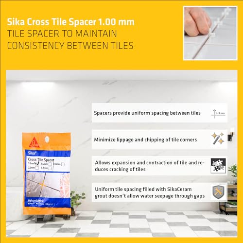 Image of SIKA - Tile spacers - SikaCross Tile Spacer 1.0 mm - Maintain Uniform Joints During Tile Installation - for Floors and Walls - Easy to use - White
