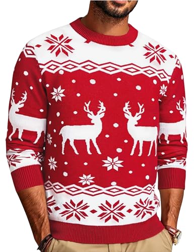 Demegimi Herren Weihnachtspullover Weihnachts Hoodie Lange Ärmel Knit...