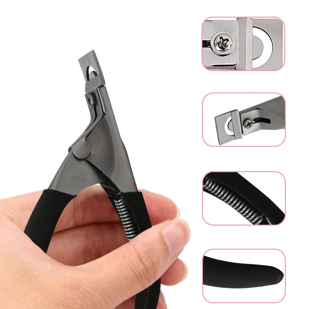 Acrylic Nail Clipper, Acrylic Nail Cutter Fake Nail Clippers False Artificial Nail Clipper Tip Trimmer Art Manicure Tools (Black Silver)