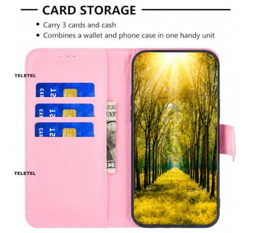 Image of TELETEL Quilt Leather Magnetic Closure | Cards & Cash Pockets Wallet Mobile Case | Phone Flip Cover - Pink for Vivo V20