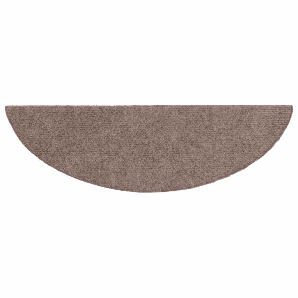 Lot de 5 tapis d'escalier autocollants, 56 x 17 x 3 cm, marron clair, semi-circulaire, en non-tissé aiguilleté, antidérapant et lavable, tapis d'escalier pour bois, avec protection contre les