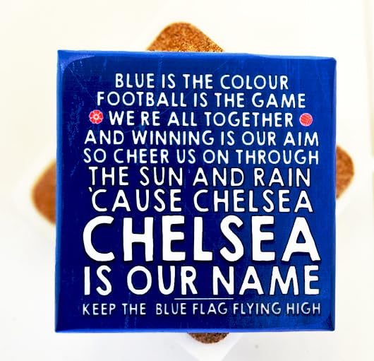 Generic Chelsea Football Song Chant, Blue is the Colour, Natural stone Chelsea fan Gift Chelsea Marble Coaster
