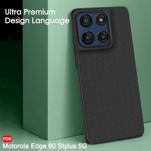 Image of TheGiftKart Back Cover Case for Motorola Moto Edge 60 Stylus 5G | Slim & Lightweight | Ultra-Premium Design | Camera Protection Bump | Fabric Texture Case Cover (PC & TPU, Black)