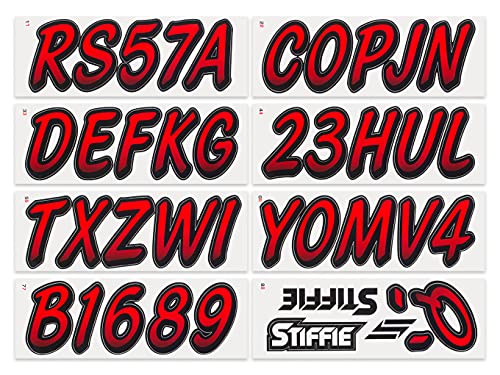 Image of STIFFIE Whipline Lava Red /Black 3 inch Super Sticky Boat & PWC Registration Decals • Numbers Letters Stickers