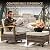 MEISSALIVVE 6 Pieces Patio Furniture Sets,Outdoor Rattan Furniture Conversation Sets with 2 Wood Armrests Swivel Rocker Chairs, 2 Ottoman, 3-seat Sofa and Coffee Table(Brown)