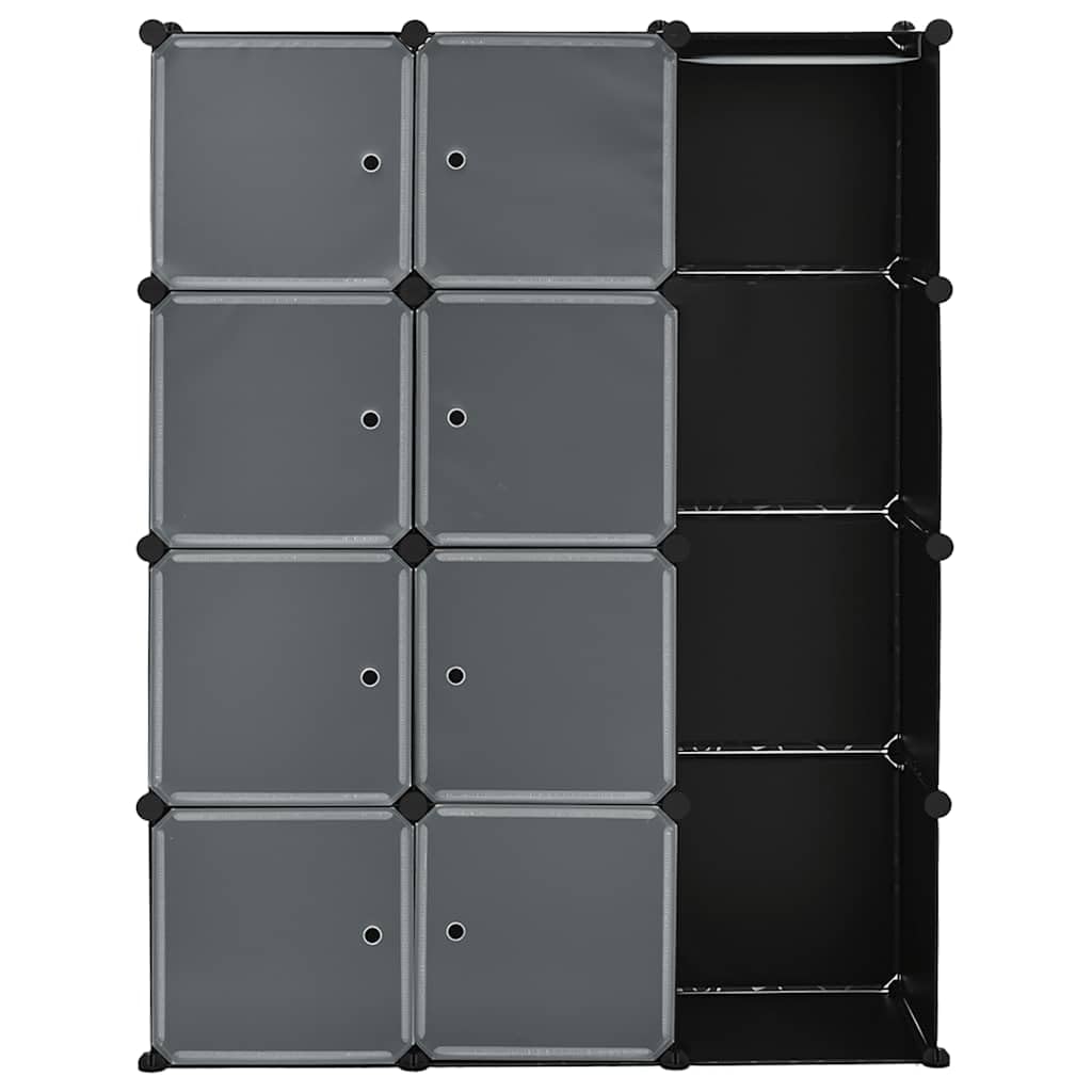 Armoire modulaire 9 compartiments 109x36,5x143 cm noir et blanc