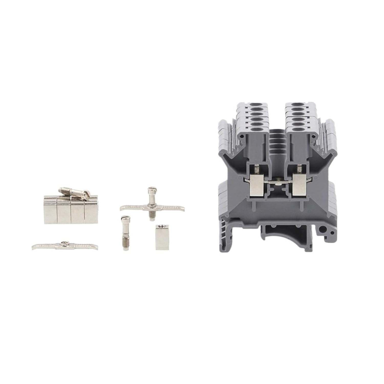 10Pcs UK5N Din Rail Universal Terminal Blocks Bornier Screw Type Electrical Wire Terminals Block Connector Brass 4mm(10Pcs-01)