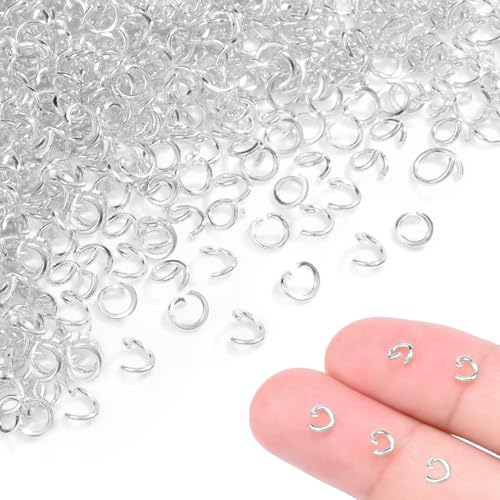 400pcs 5/32 Silver Tiny Jump Rings for Jewelry Making Replacement Open Jump Ring Metal Jewelry Findings for Bracelets Necklaces Earrings Keychains Connectors Loops Repair Hardware