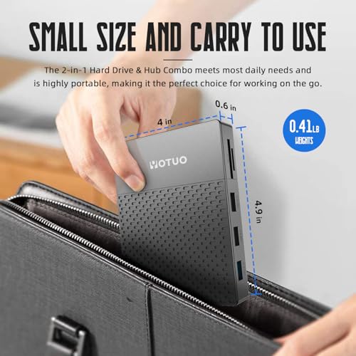 Image of YOTUO Docking Station External Hard Drive Storage, USB-C Hub + HDD 7-in-1, USB 3.0, SD /TF Card, HDD for Windows, Mac, Android, TV, iOS (iPhone 15 /16 /17), Phone, Laptop, Desktop, PC (Space Black, 1TB)
