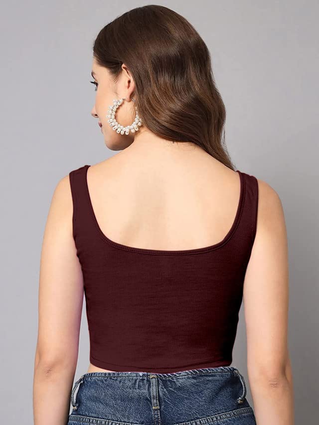 Buy Selvia Women's Knitted Sleeveless Lycra Tank Top Combo Pack of 2