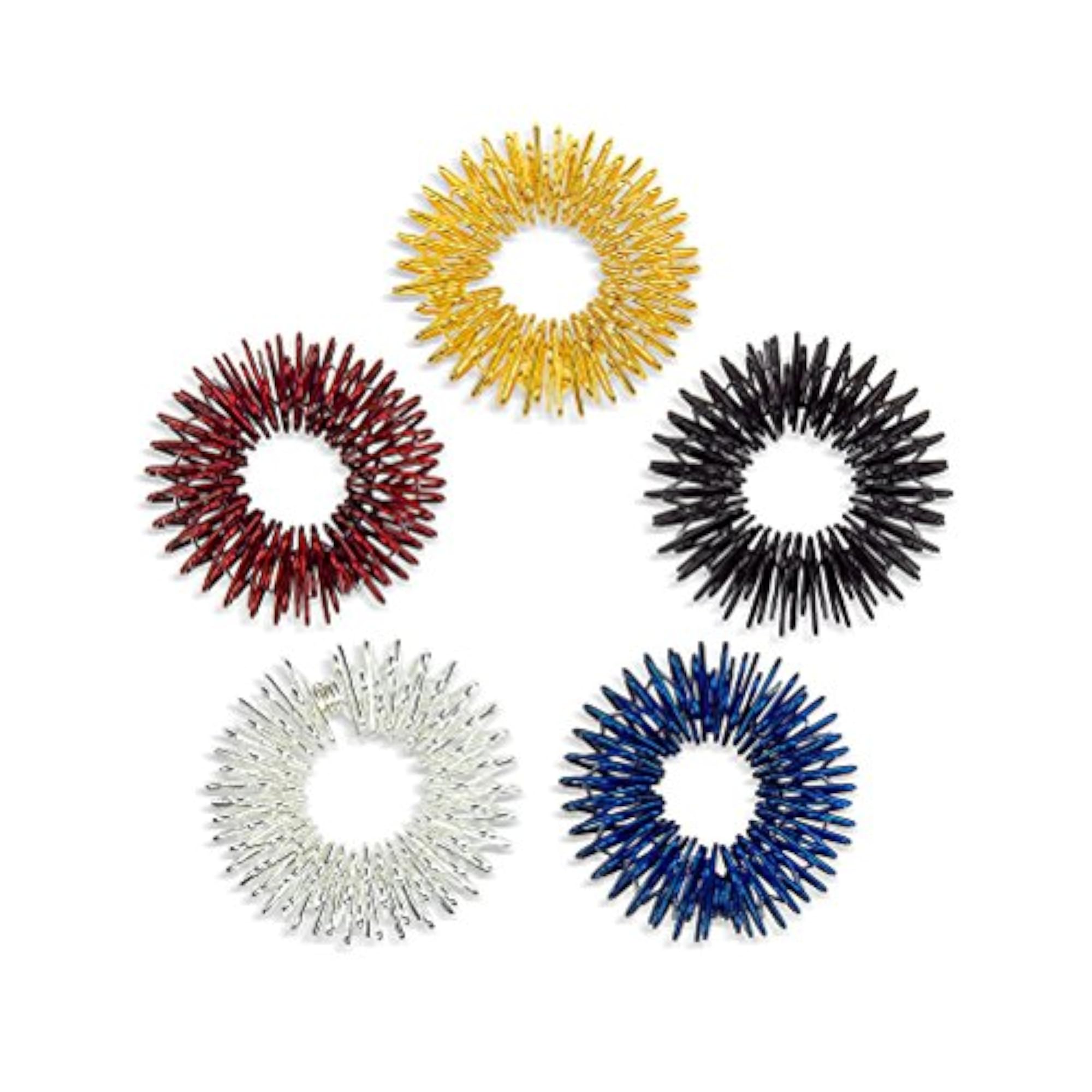 5pcs Acupressure Massage Rings Set (Gold/Silver/Black/Blue/Red)