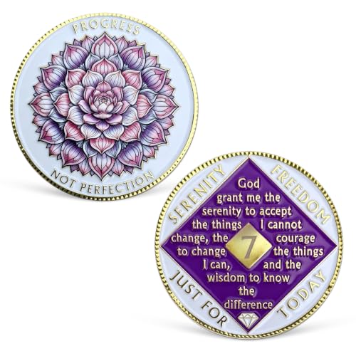 Lotus NA Medallion 7 Year Recovery Chip Serenity Prayer NA Coin 1-20 Year